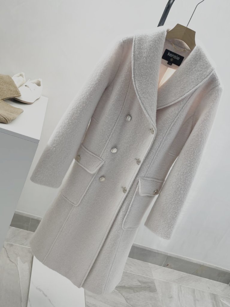 New Kensie Women’s Double-Breasted Wool-Blend Coat
